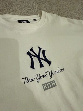 Kith White Tee with Navy NY Logo and Script